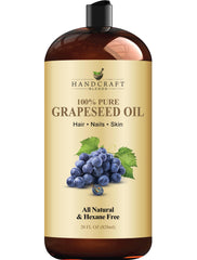Handcraft Blends Grapeseed Oil bottle setup highlighting pure, fragrance-free carrier oil for skin and hair.