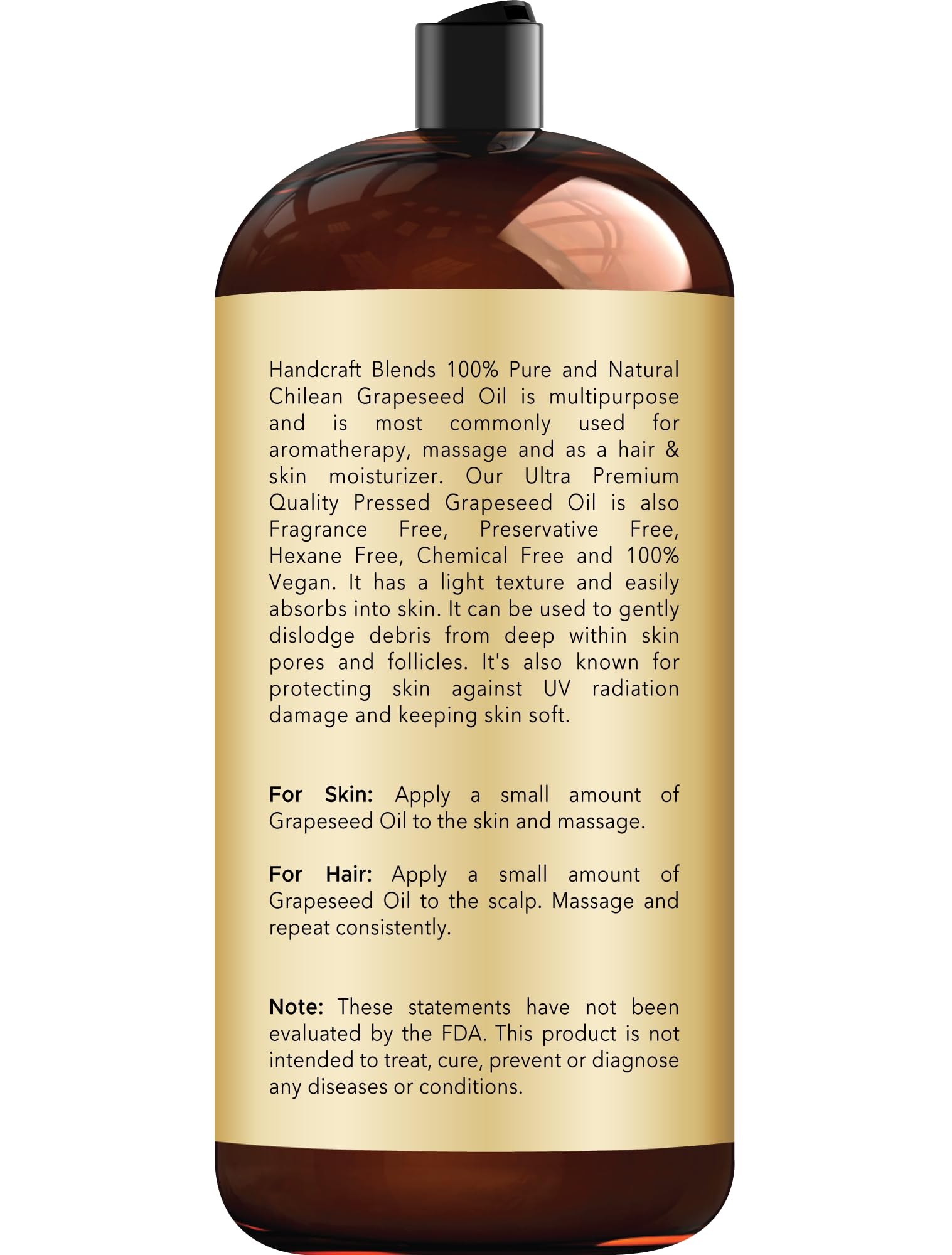 Handcraft Blends Grapeseed Oil pour demonstrates light texture that absorbs easily into skin.