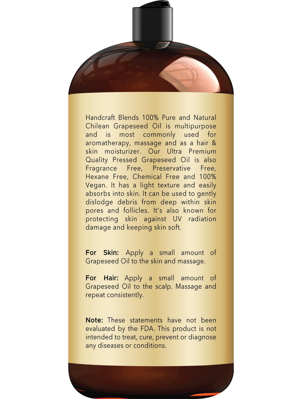 Handcraft Blends Grapeseed Oil pour demonstrates light texture that absorbs easily into skin.