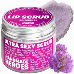 Handmade Heroes Bakuchiol Lip Scrub tube for smooth lips and lip prep