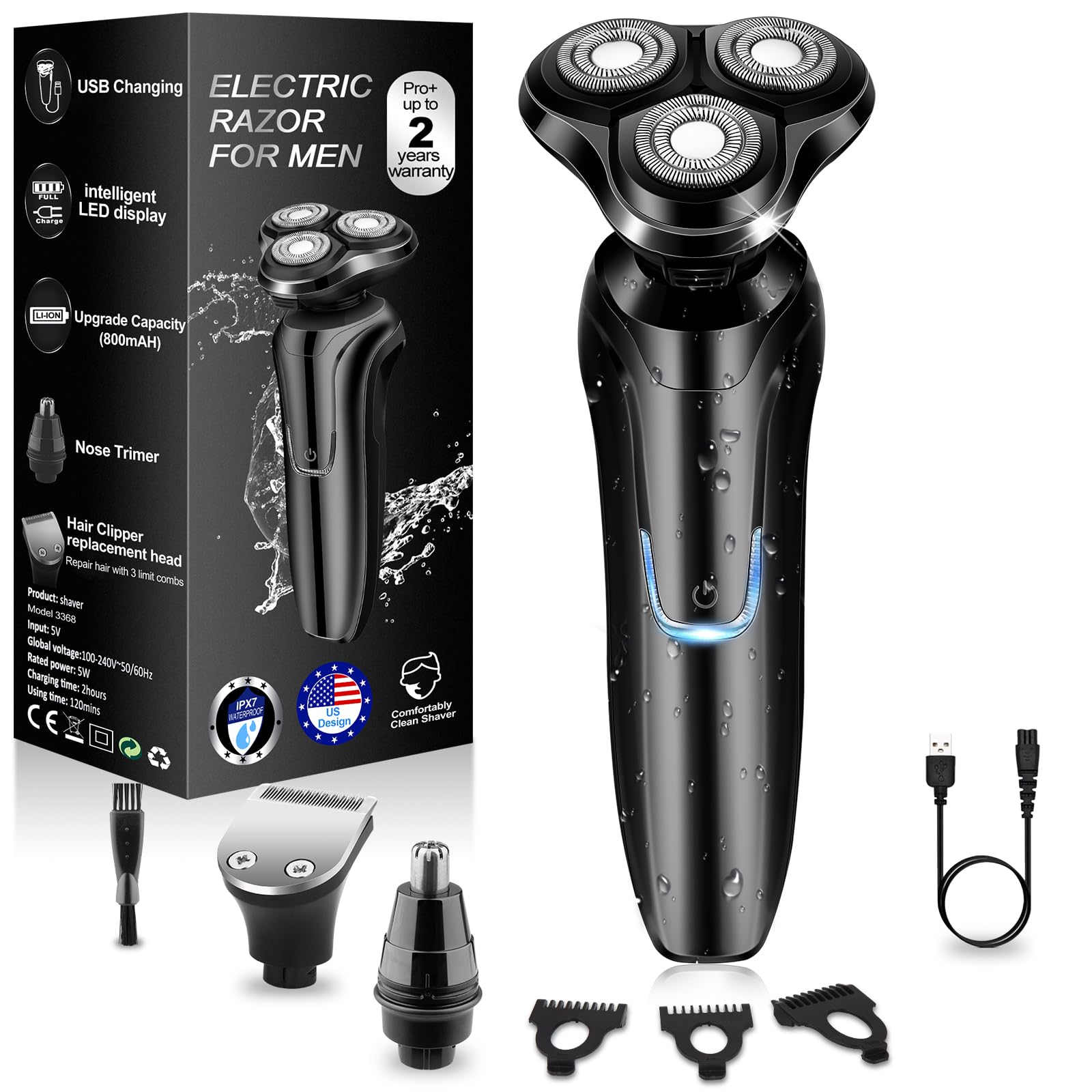 Handsomeface electric razor 4D floating head close-up for a precise, contour-following shave.