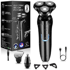 Handsomeface electric razor 4D floating head close-up for a precise, contour-following shave.