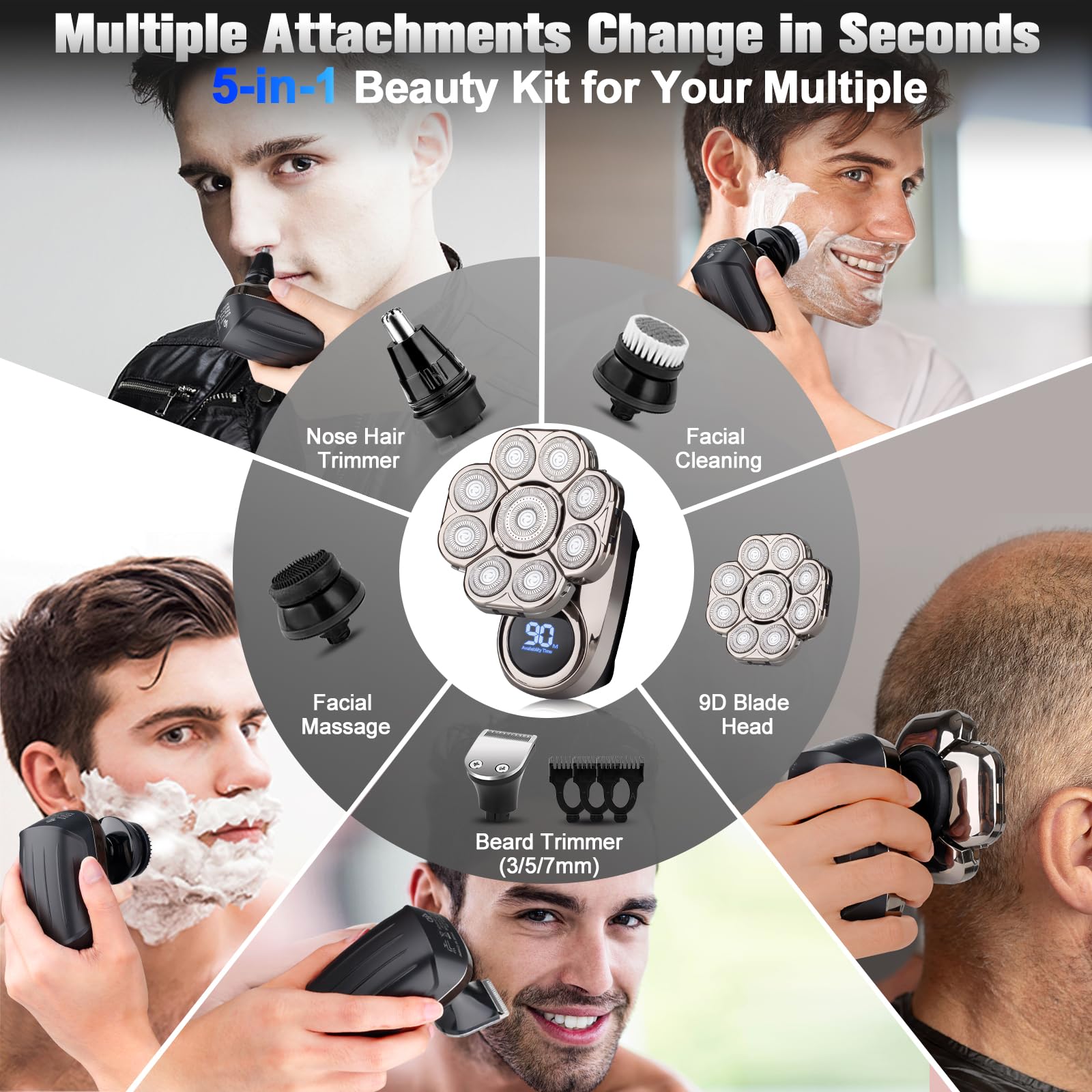 Handsomenemen precision double blade system captures long and short hairs accurately.