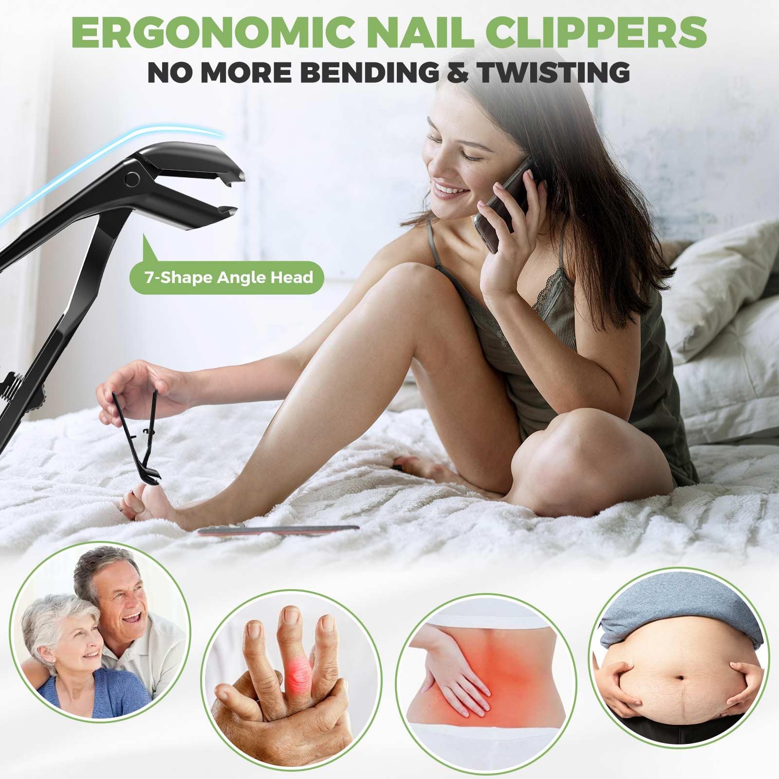 HANDWENG angled head nail clipper improves visibility for accurate cuts
