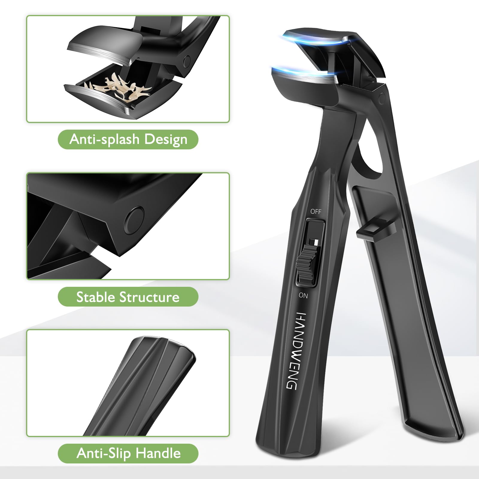 HANDWENG curved blade stainless steel for precise cuts on tough nails.