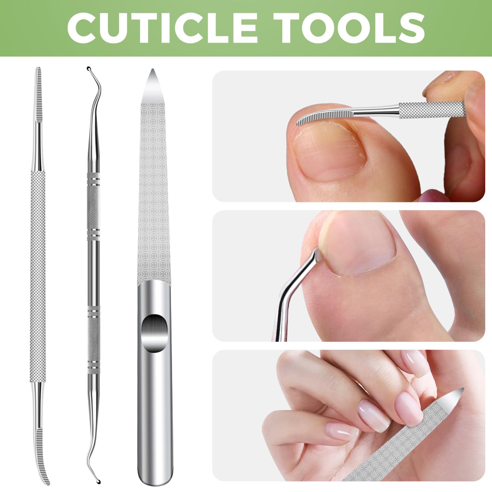 HANDWENG ingrown-nail file to deburr edges and reduce snags.