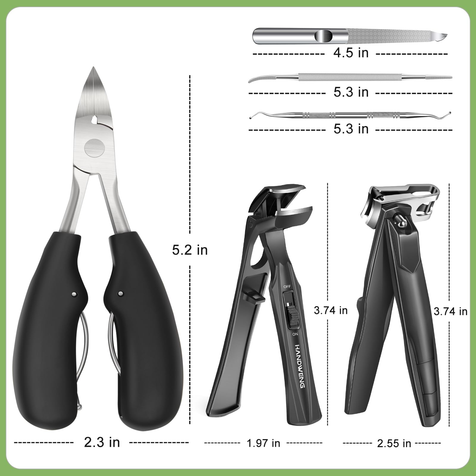 HANDWENG nail care set stored in premium leather bag for easy organization.