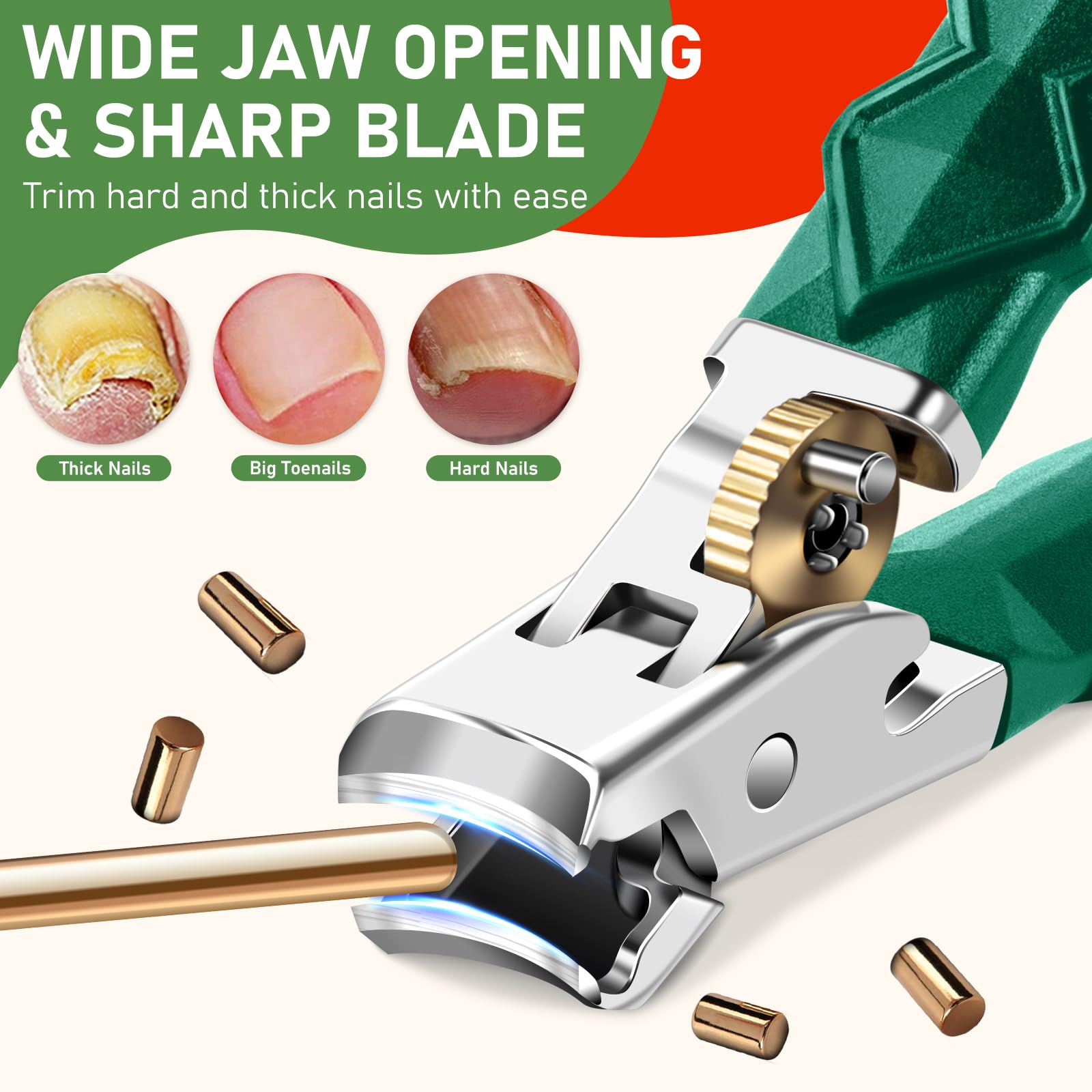HANDWENG thick-nail clippers with 6mm opening simplify trimming tough nails.