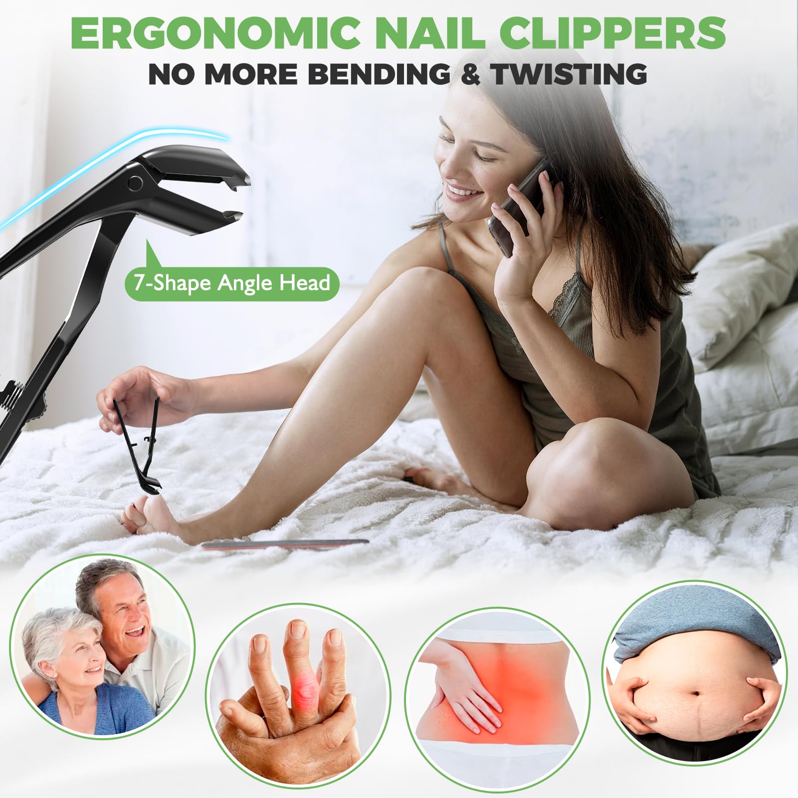 HANDWENG 360° rotating clippers offer flexible angles for safe trimming.