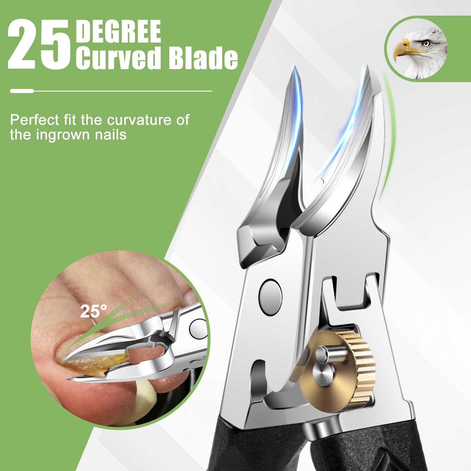 HANDWENG heavy-duty ingrown toenail clippers open wide for deep nail grooves.