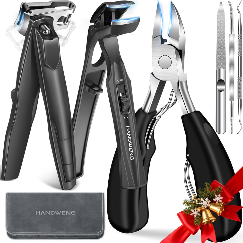 HANDWENG toenail clippers with large podiatrist jaw for thick nails trimming with ease.
