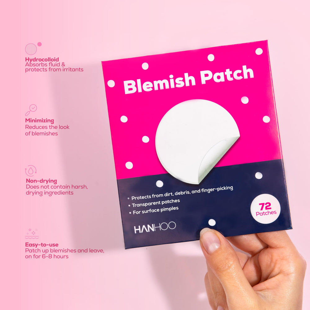 HANHOO blemish patch closeup highlights transparent, comfortable coverage.