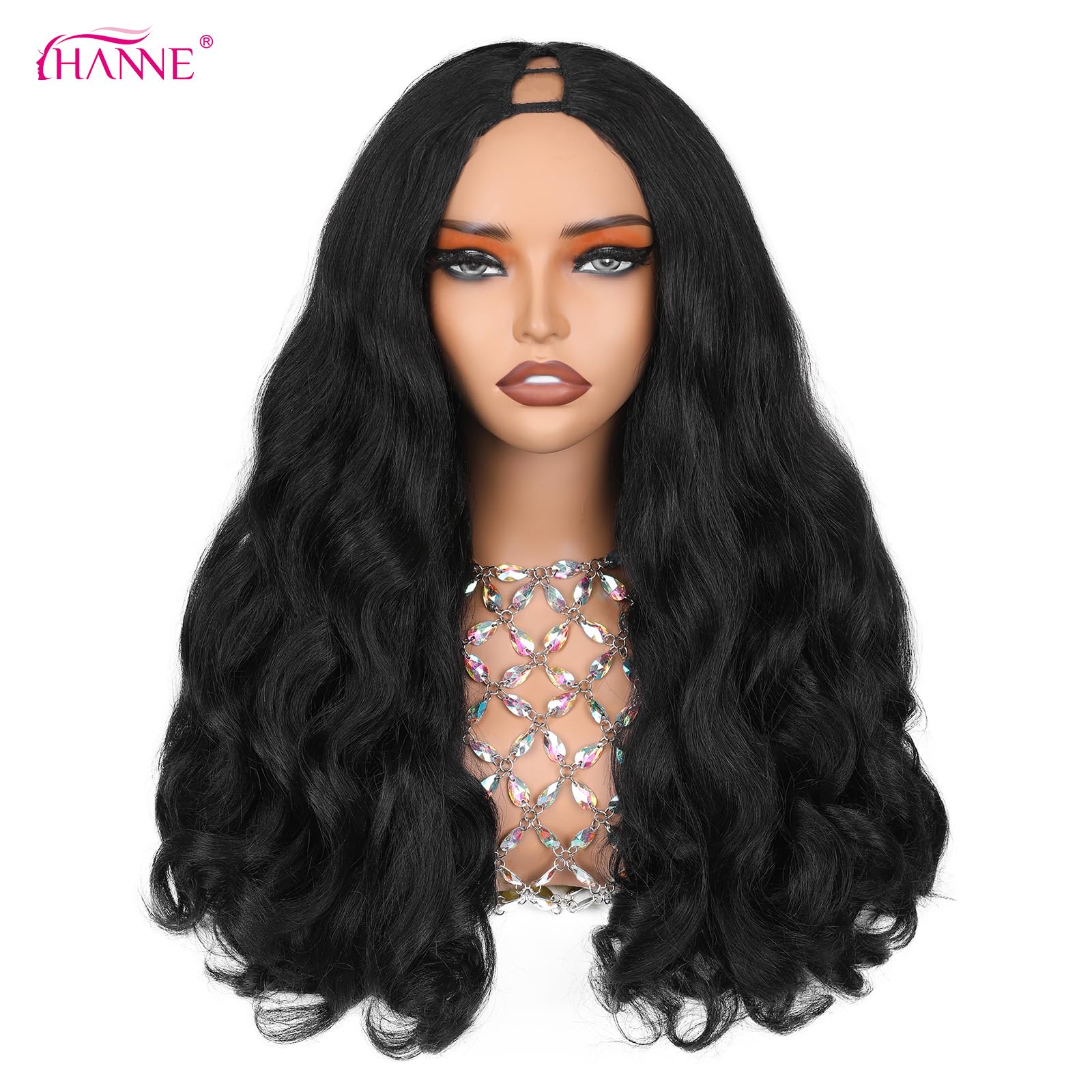 HANNE Yaki Curly V Part Wig natural black packaging overview