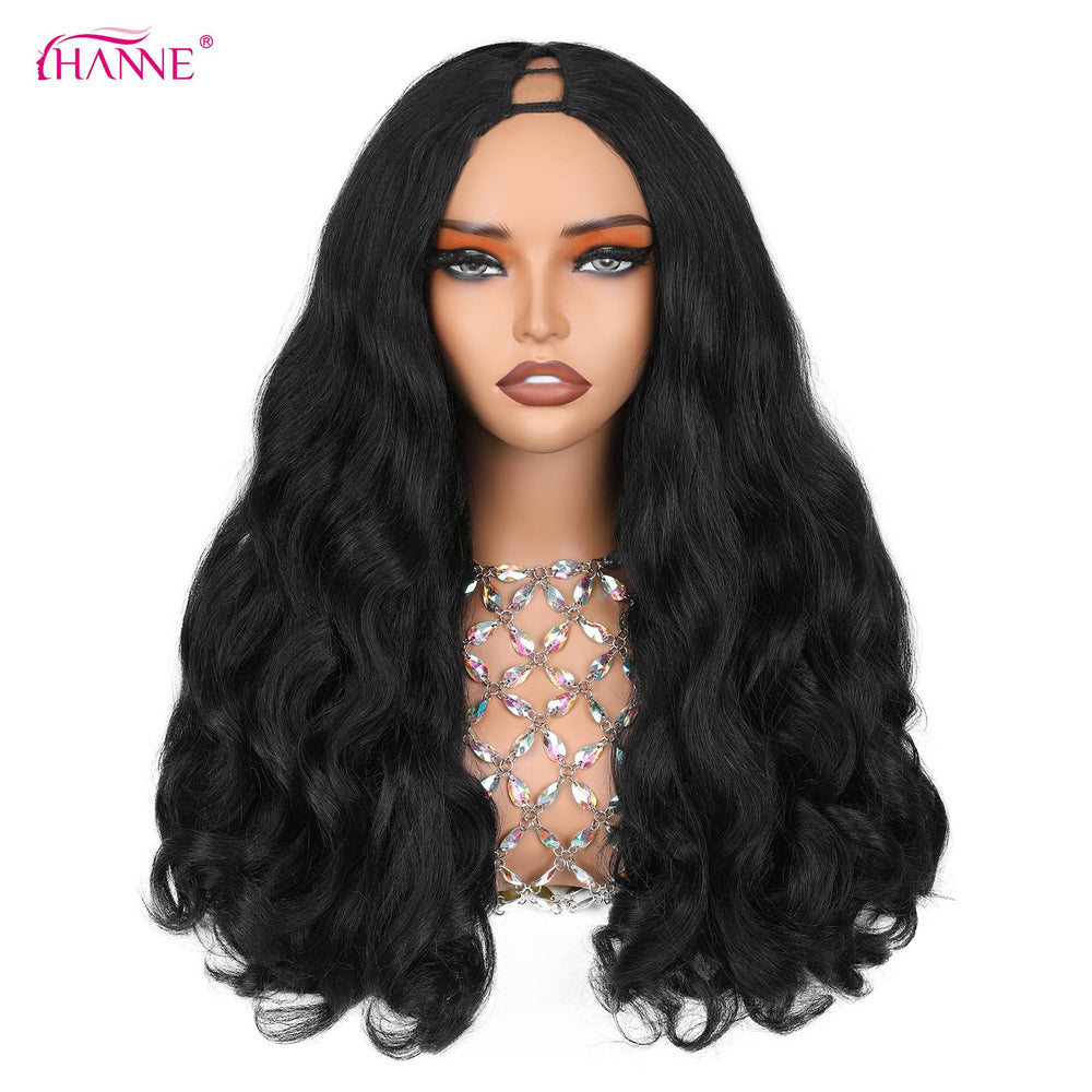 HANNE Yaki Curly V Part Wig natural black packaging overview