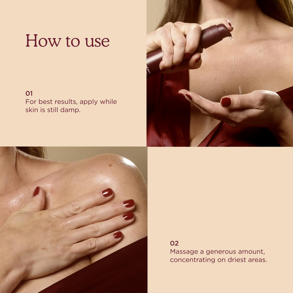 HANNI Good Aura being applied on skin for a non-greasy, fast-absorb finish.