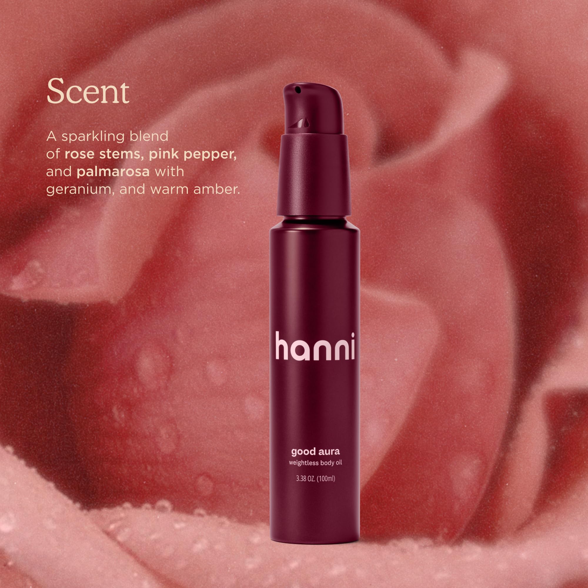 HANNI Good Aura fast-absorption focus image highlights quick-dry feel.