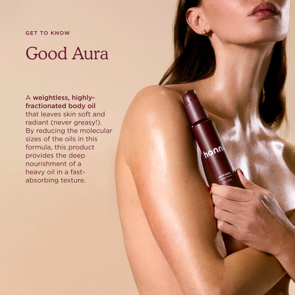 HANNI Good Aura baobab oil focus image for deeply hydrated skin.