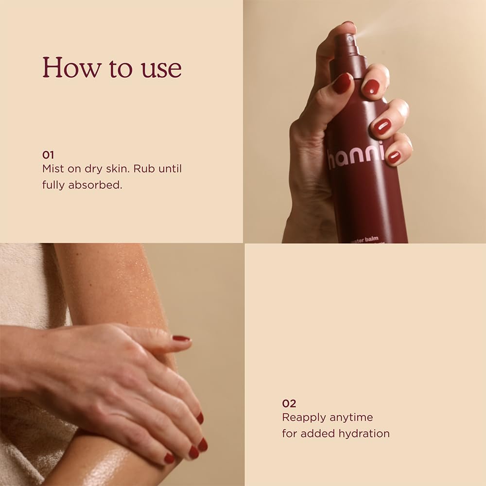 HANNI Water Balm mist spray in action for quick application