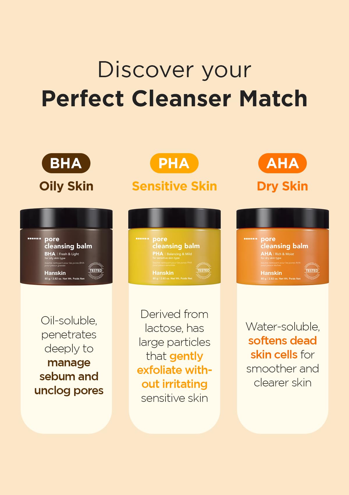 Hanskin AHA Pore Cleansing Balm dry-skin comfort during cleansing