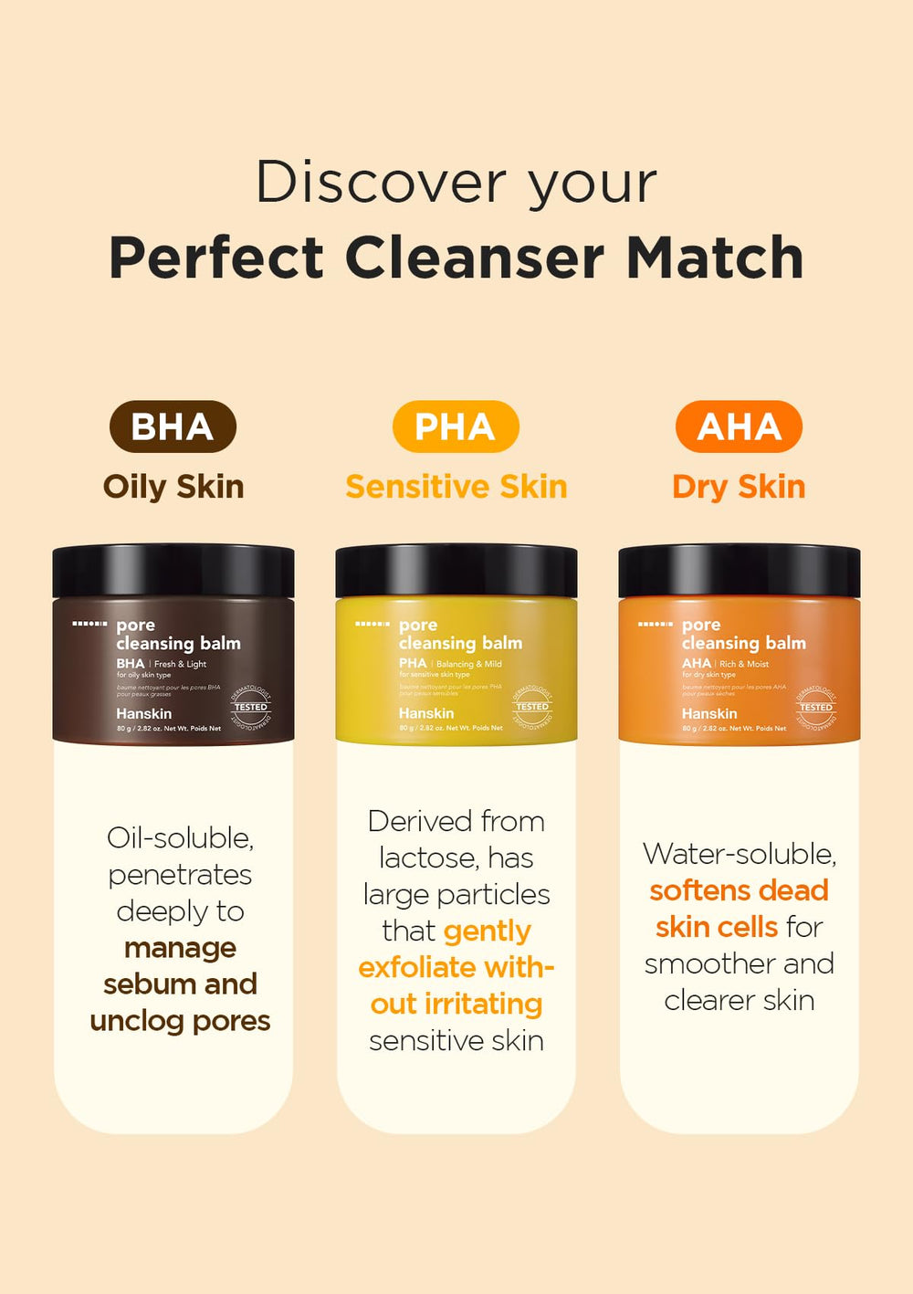 Hanskin AHA Pore Cleansing Balm dry-skin comfort during cleansing