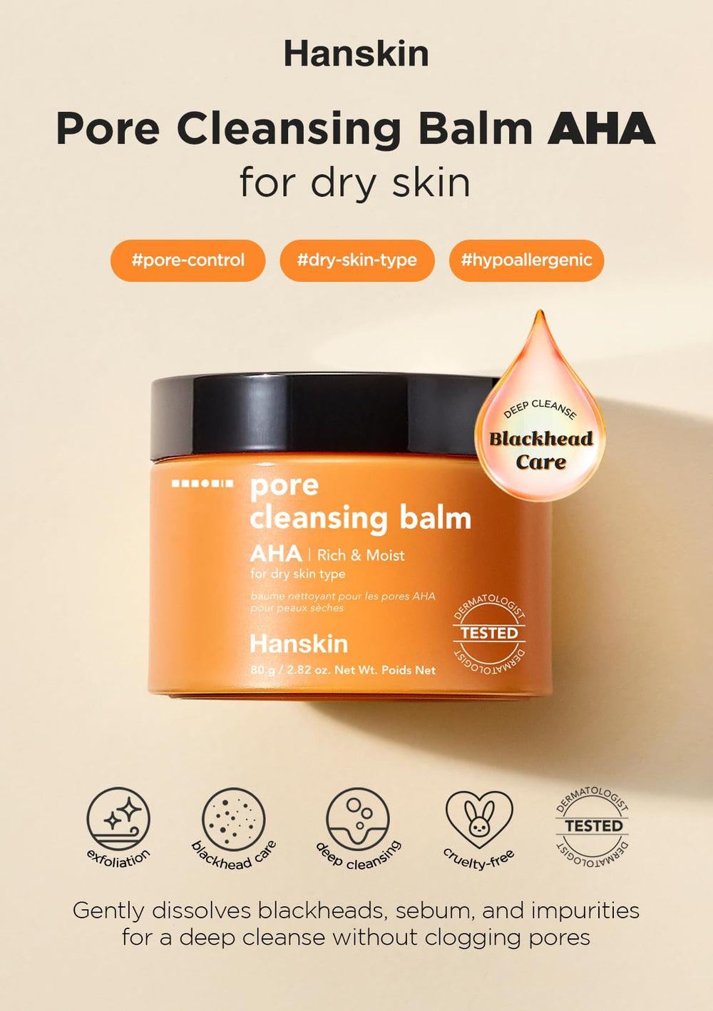 Hanskin AHA Pore Cleansing Balm melting texture preps skin for makeup removal