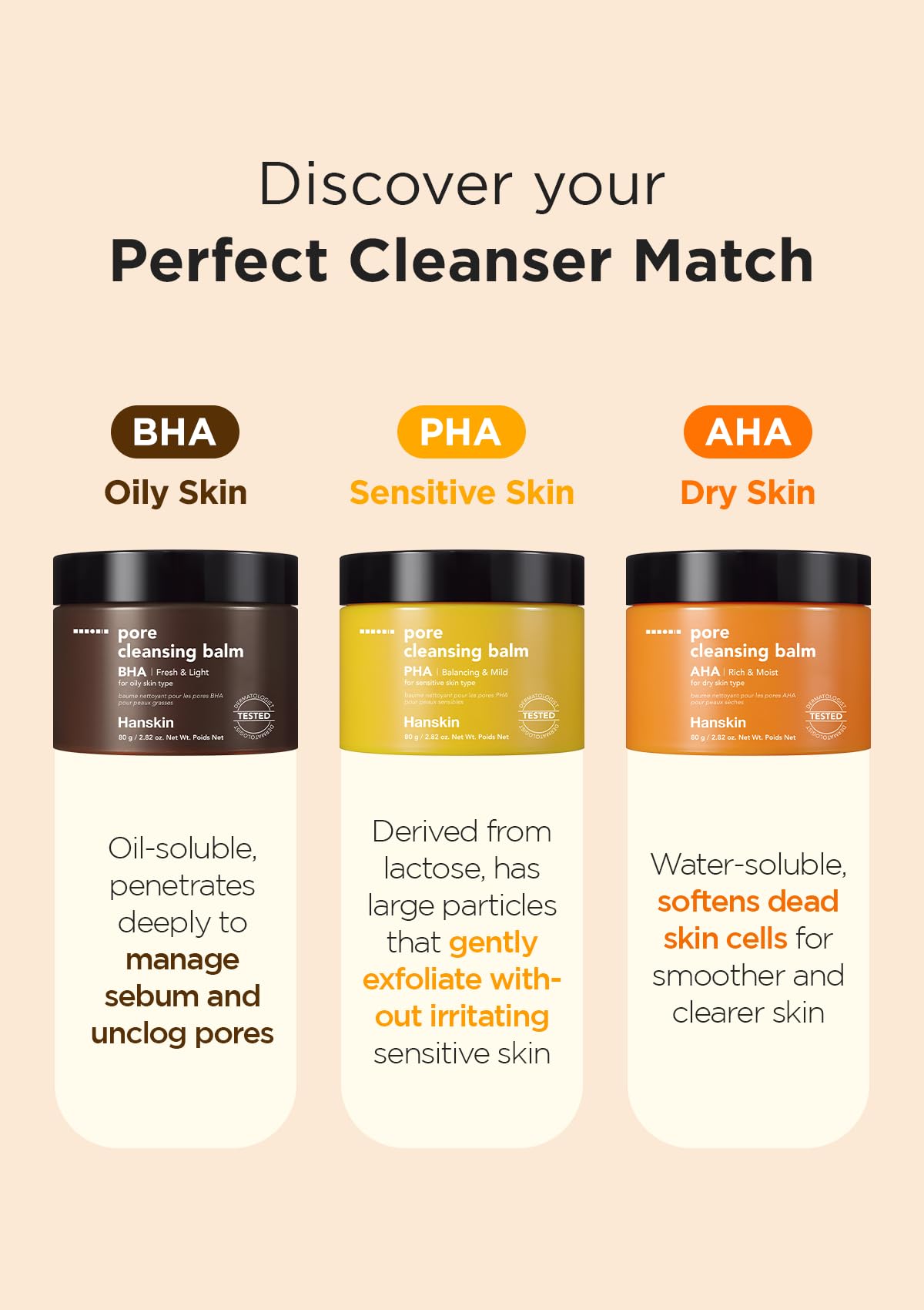 Hanskin closeup shows pore-care benefits from BHA-based cleansing.