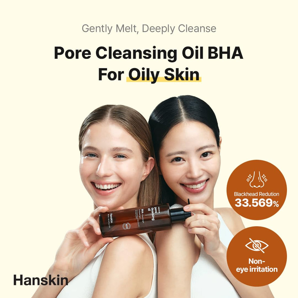 Hanskin BHA Pore Cleansing Oil dissolves waterproof makeup without eye irritation