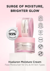 Hanskin Hyaluron Moisture Cream swirl shows a dewy texture and glow.