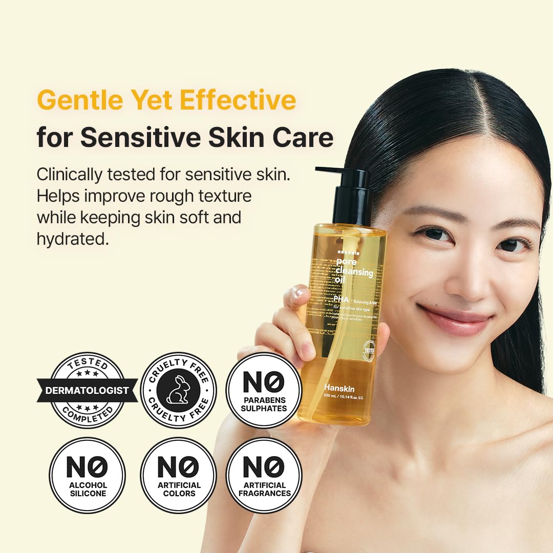 Hanskin Pore Cleansing Oil packaging highlights cruelty-free credentials.