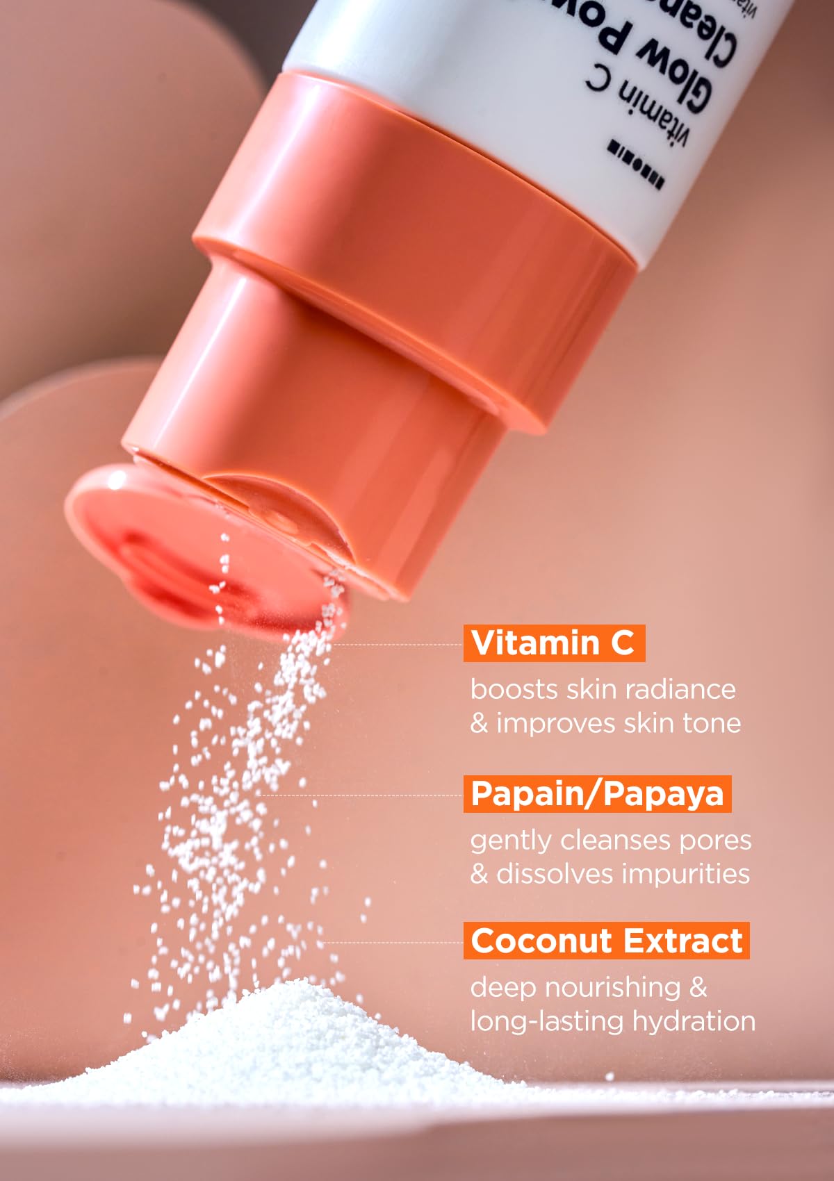 Hanskin Vitamin C Glow Powder Cleanser vitamin c boost depicted as brightening potential for dull areas