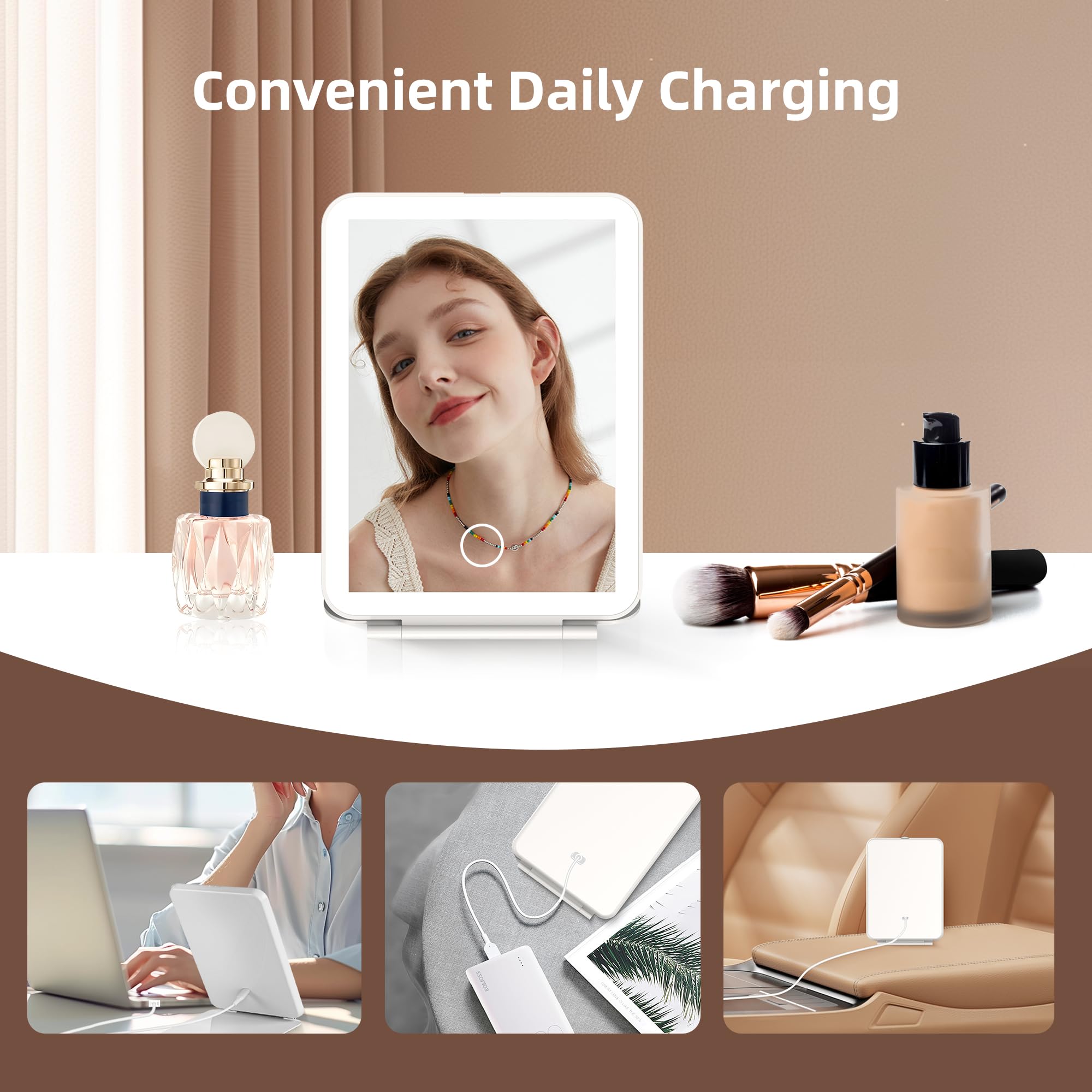 Hansong makeup mirror with 72 LEDs delivers bright, even reflections.