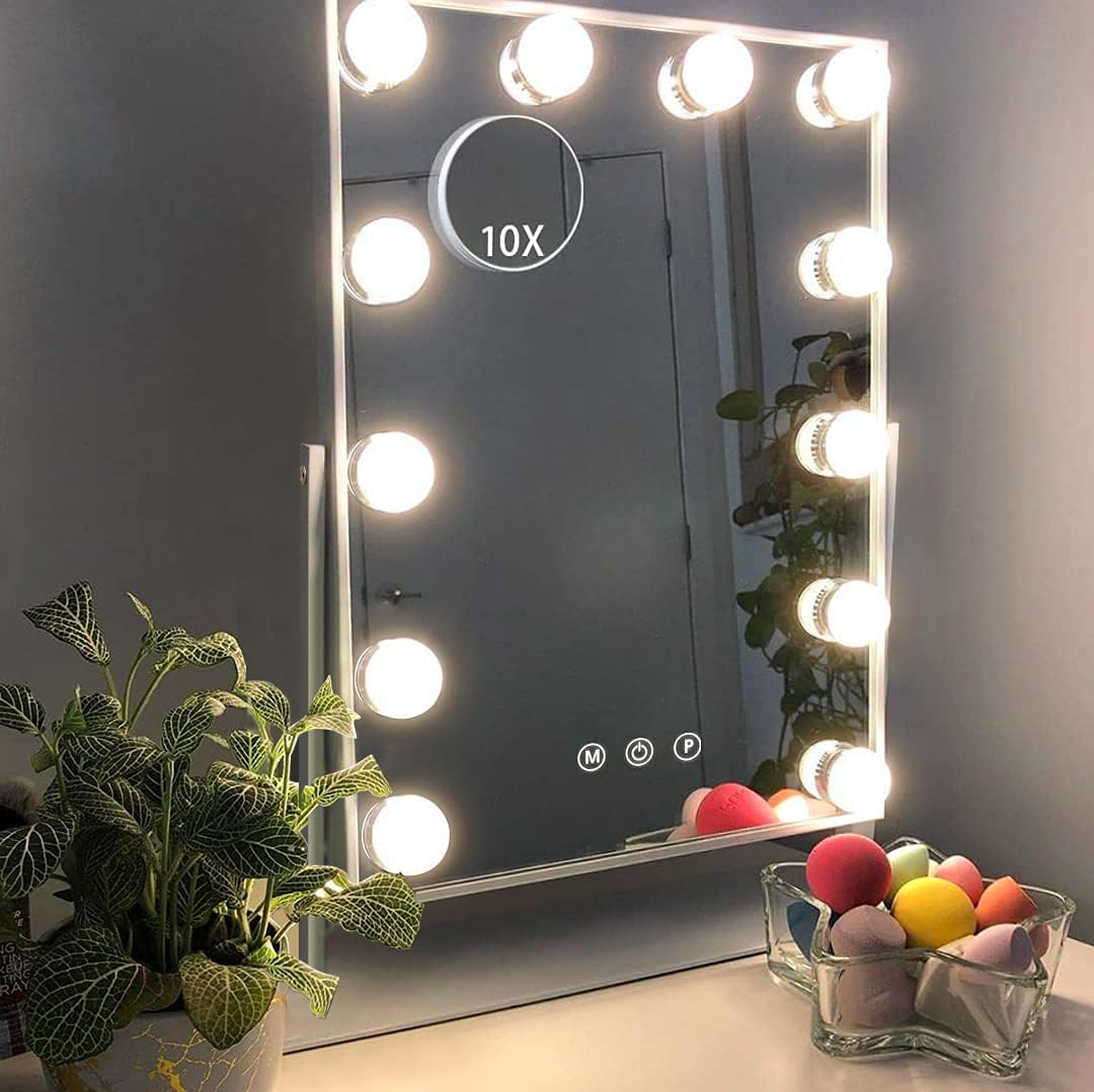 Hansong vanity mirror with lights offers a full-face view for precise makeup application.