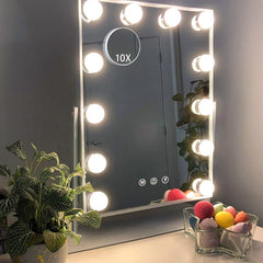 Hansong vanity mirror with lights offers a full-face view for precise makeup application.