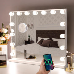 Hansong vanity mirror with lights front view shows 15 LEDs for bright, even illumination.