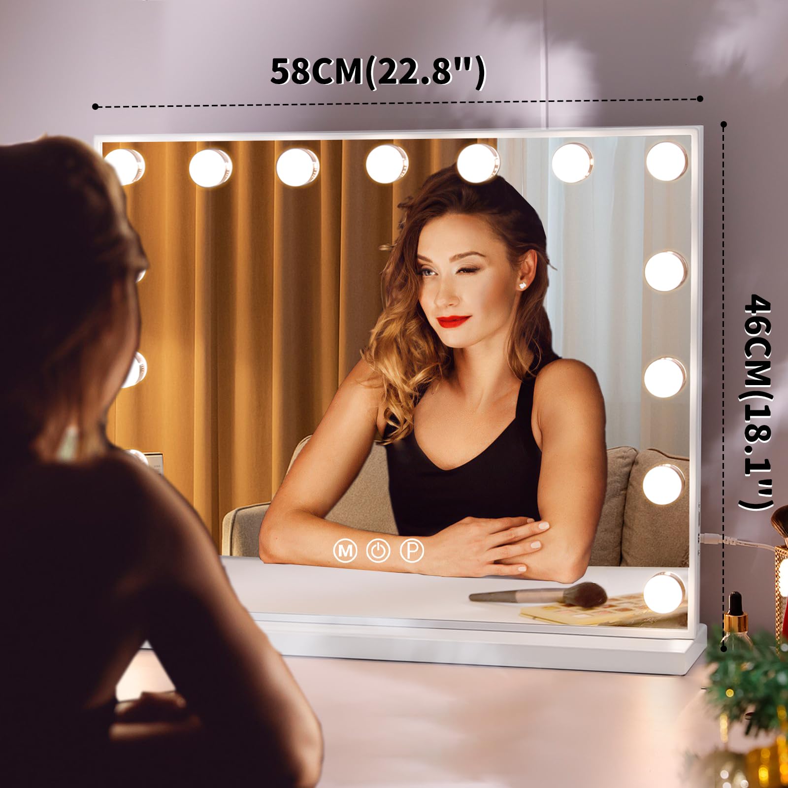 Hansong vanity mirror with lights USB port keeps devices charged during routines.