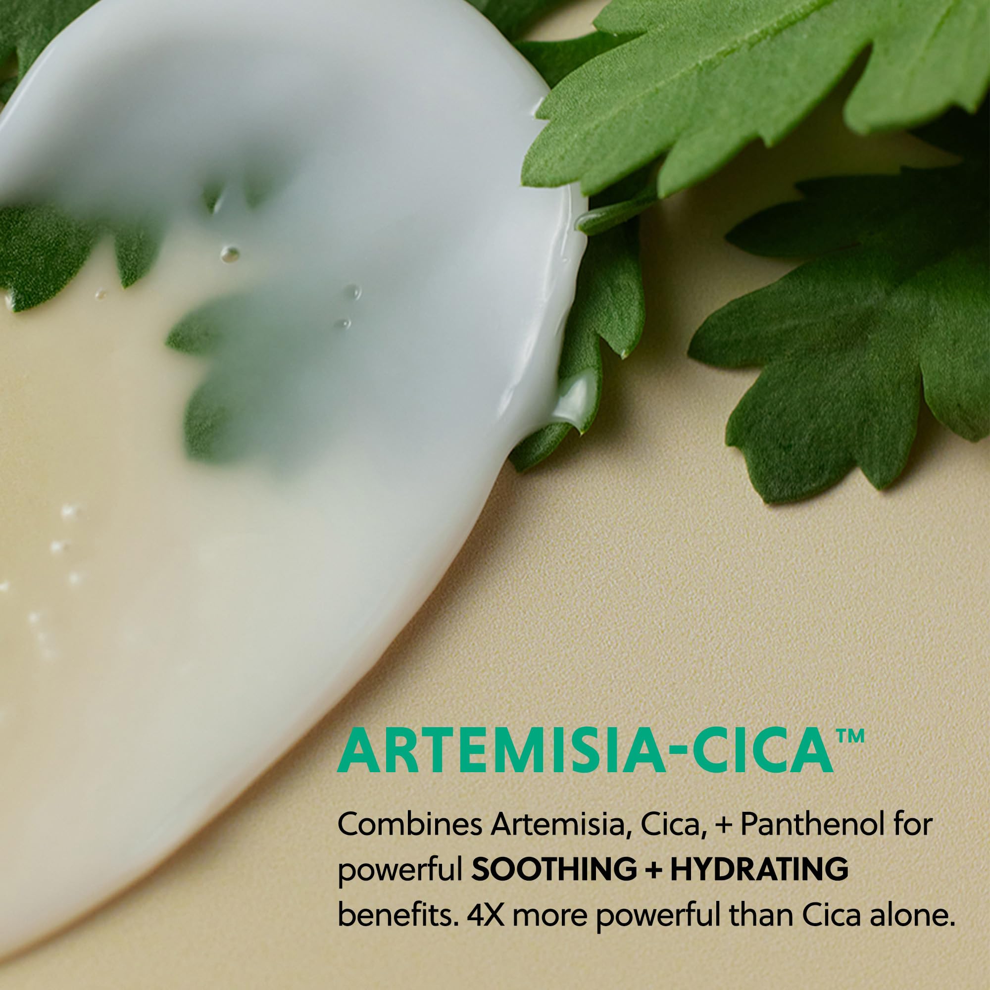 Hanyul Artemisia Soothing Gel Cream application demonstrates calming, cooling relief on skin.