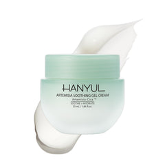 Hanyul Artemisia Soothing Gel Cream bottle pours to reveal refreshing hydration.