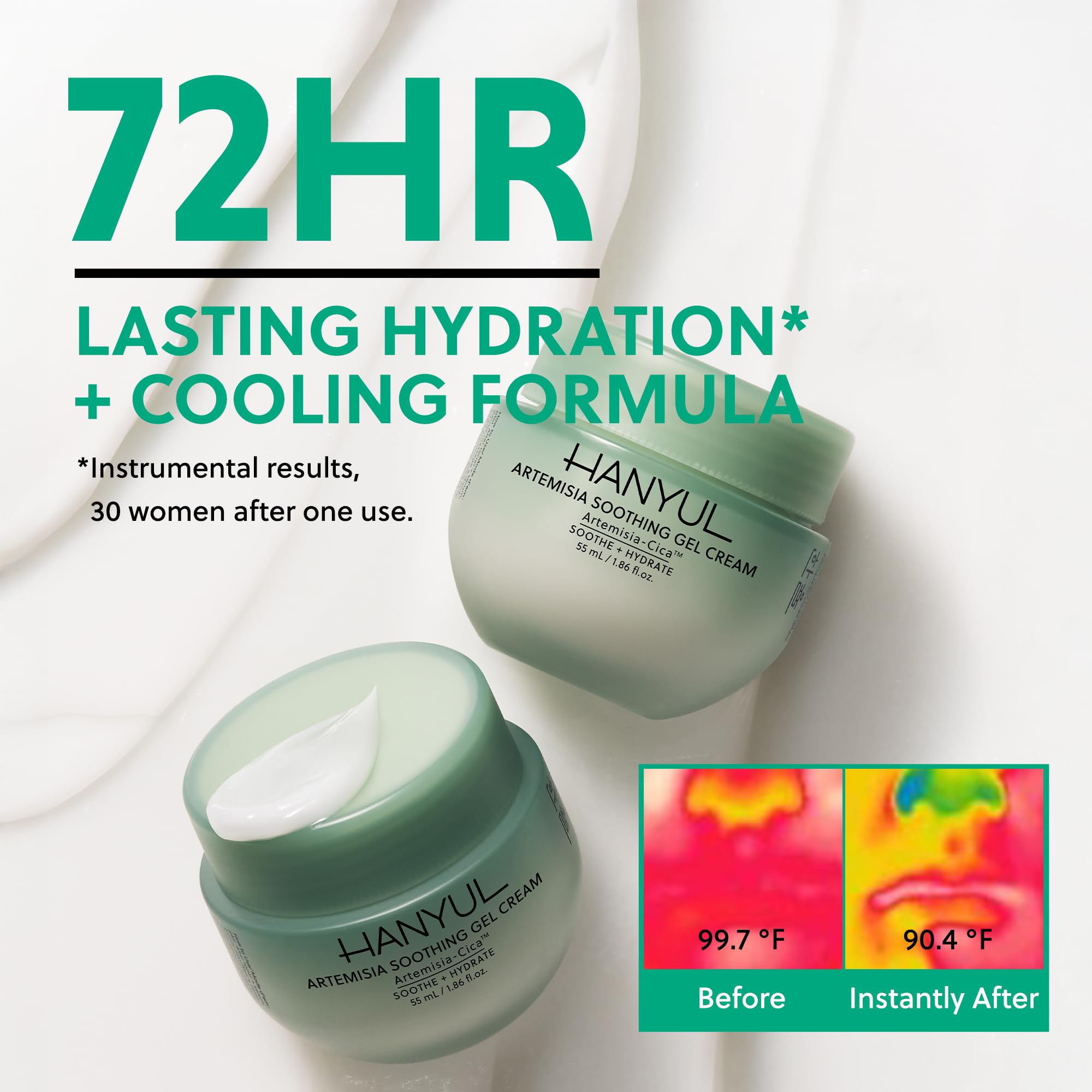 Hanyul Artemisia Soothing Gel Cream ingredients-centella closeup emphasizes Centella benefits.