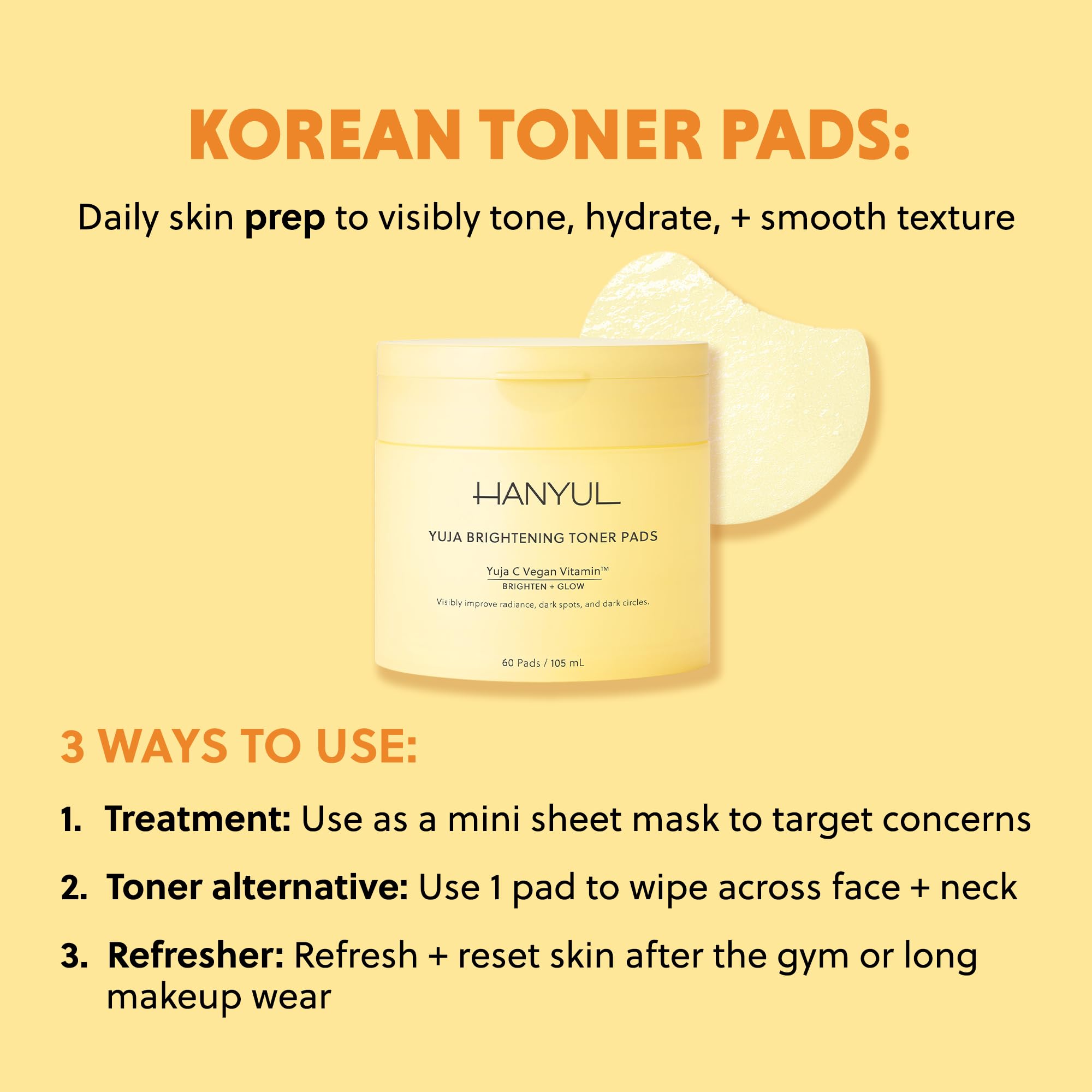 HANYUL Yuja Toner Pads day-use scene for morning glow prep