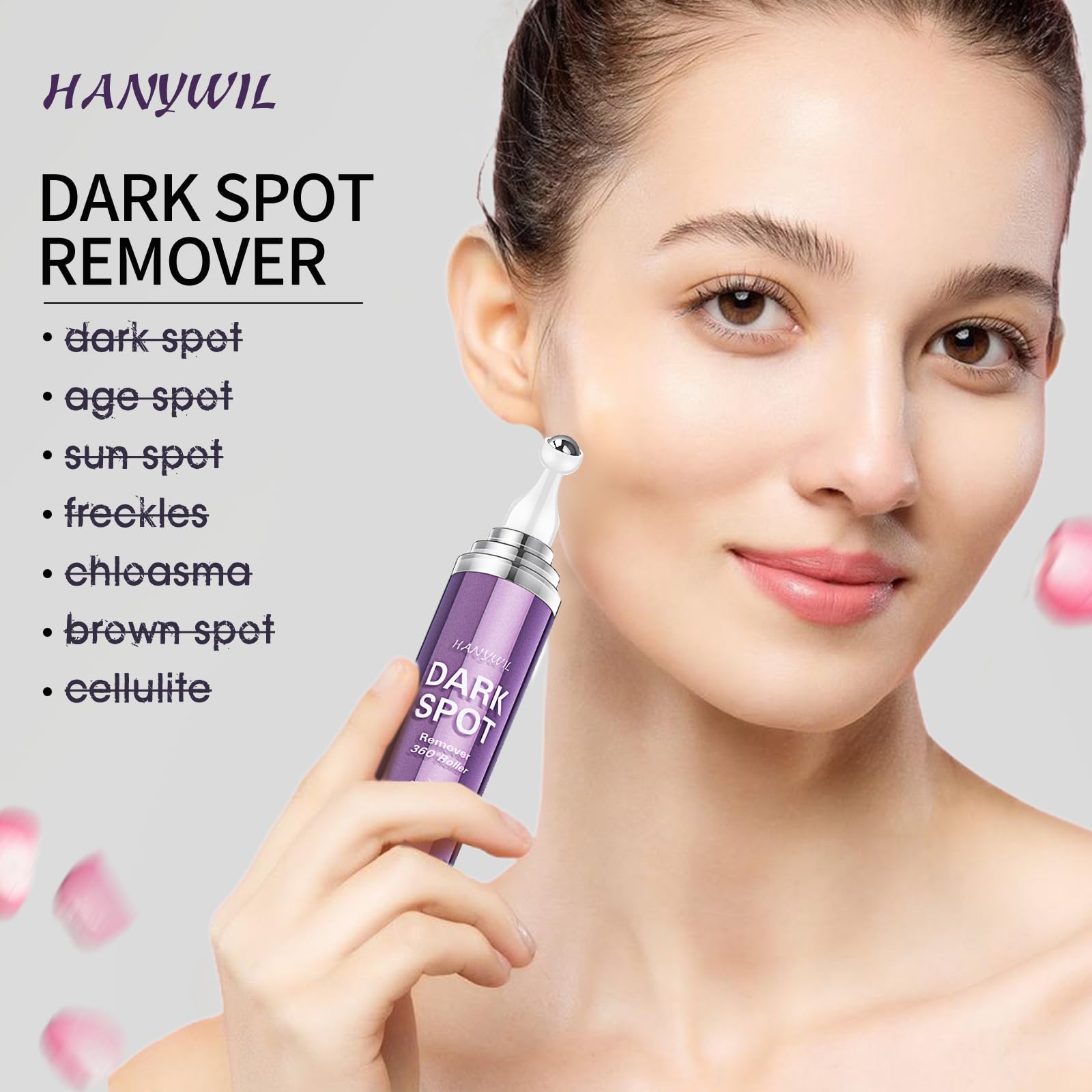 HANYWIL roller design demonstrates mess-free application and gentle facial massage.