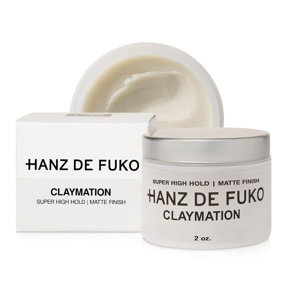 Hanz de Fuko Claymation jar open shows matte high-hold styling option