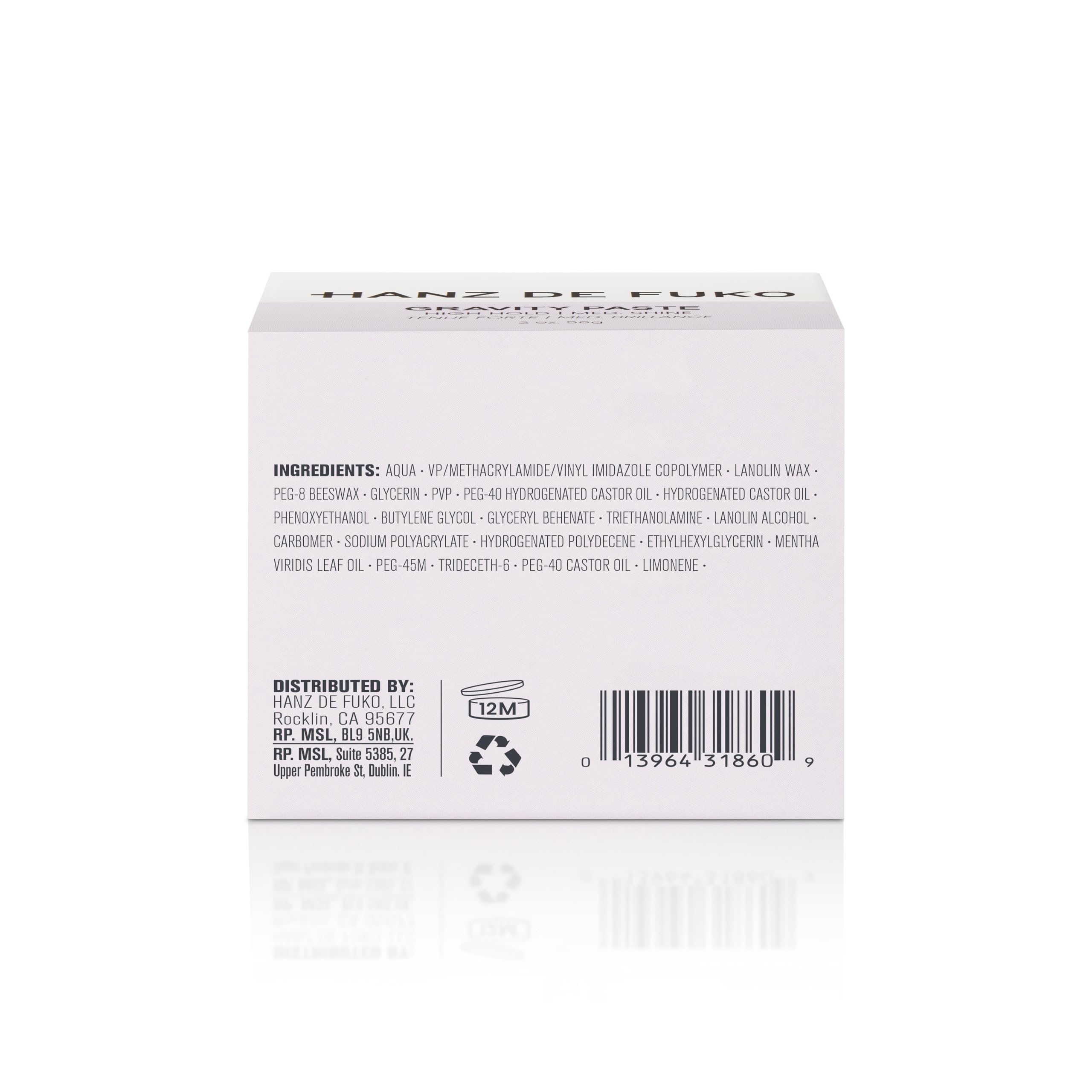 Hanz de Fuko Gravity Paste travel-size 2oz packaging.