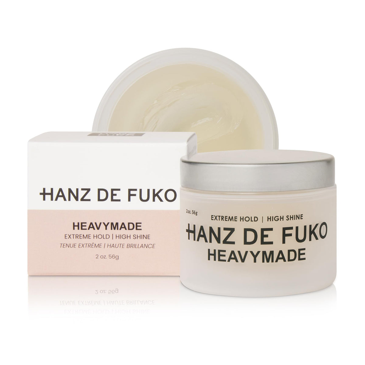 Hanz de Fuko Heavymade bottle front shows extreme hold for bold styles.
