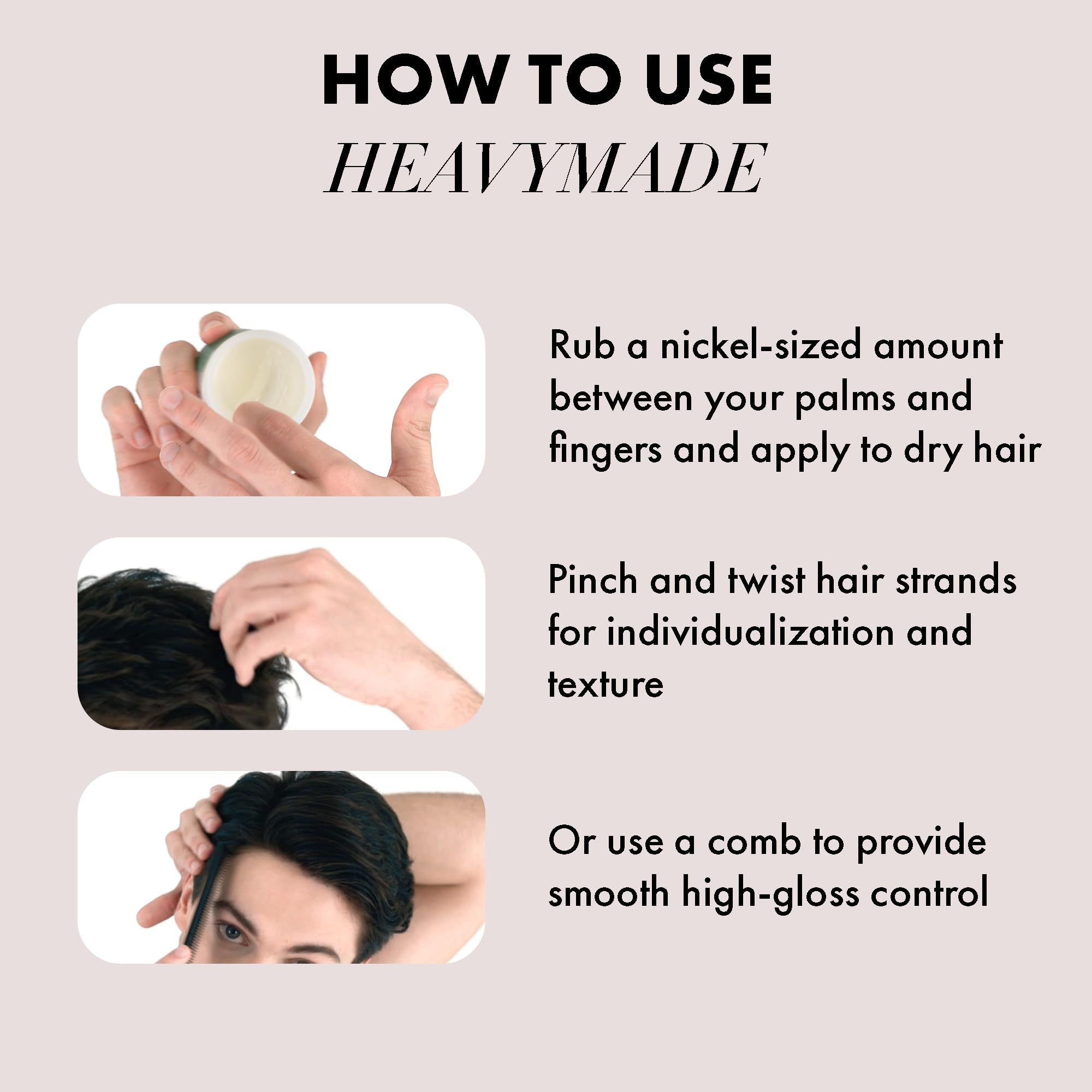 Hanz de Fuko Heavymade closeup label signals premium quality and brand trust.