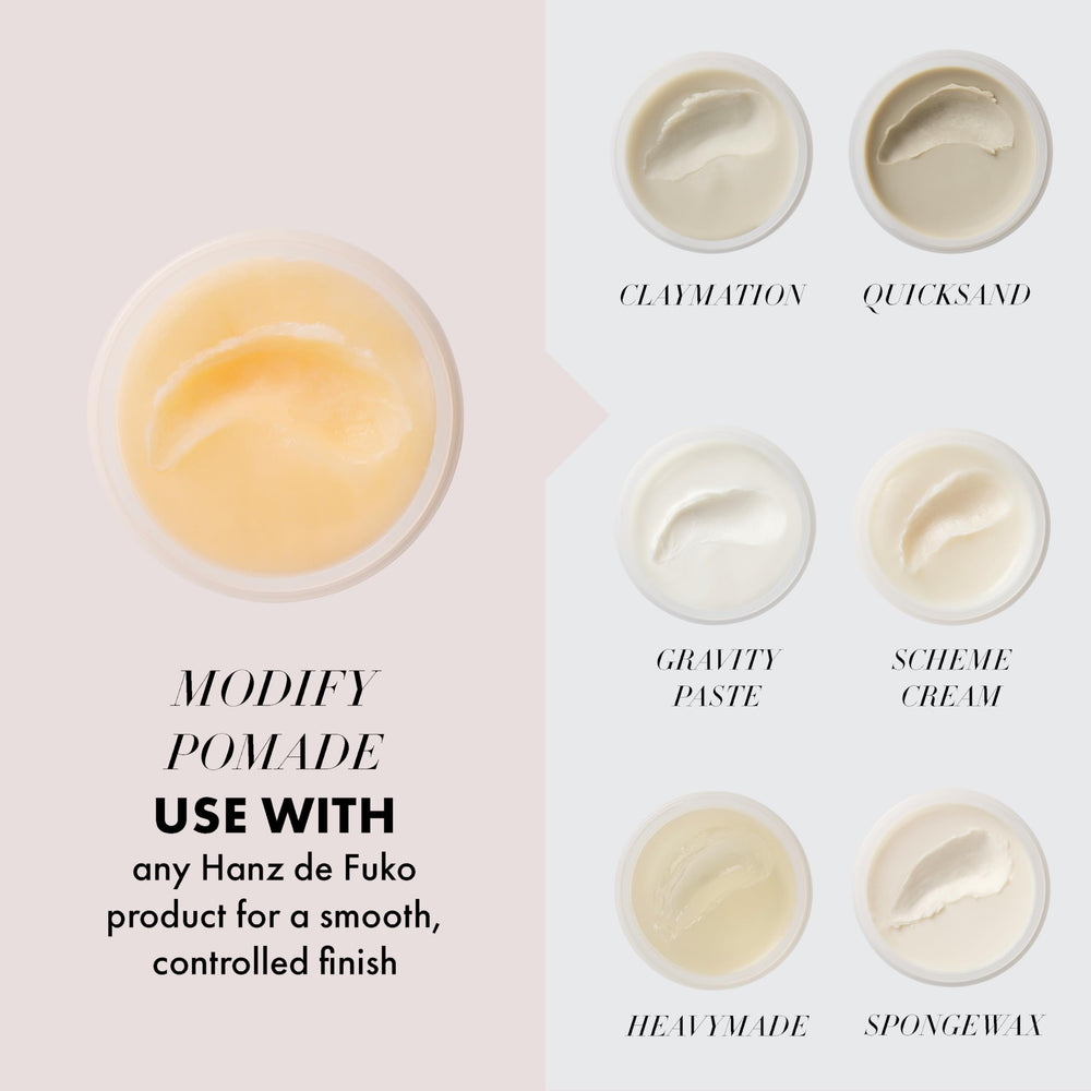 Hanz de Fuko Modify shea-butter-richness shot emphasizes repair and scalp comfort.