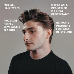 Hanz de Fuko Sponge Wax semi-matte finish on styled hair.
