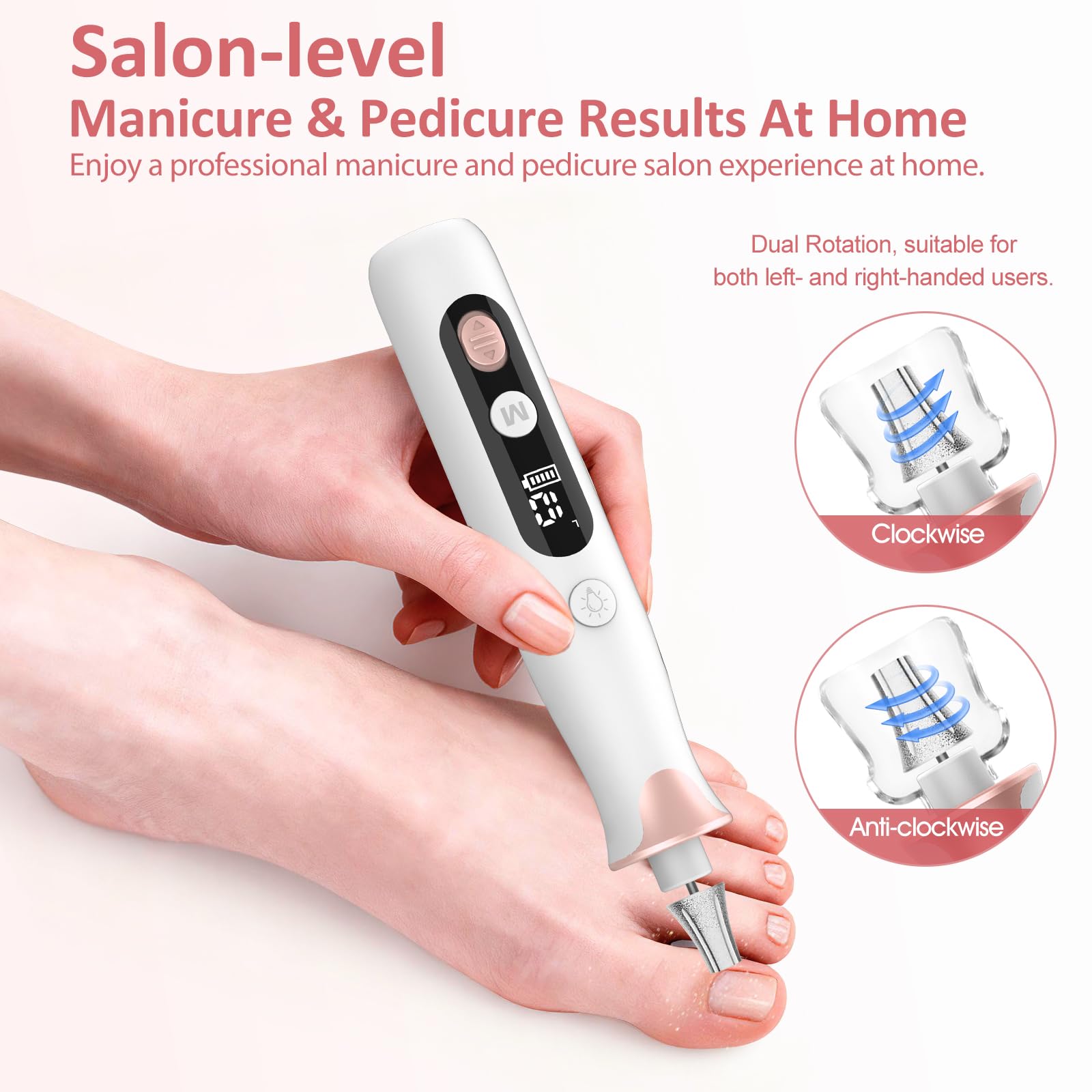 Haootadiy electric nail drill with USB-C charging for convenient recharging.