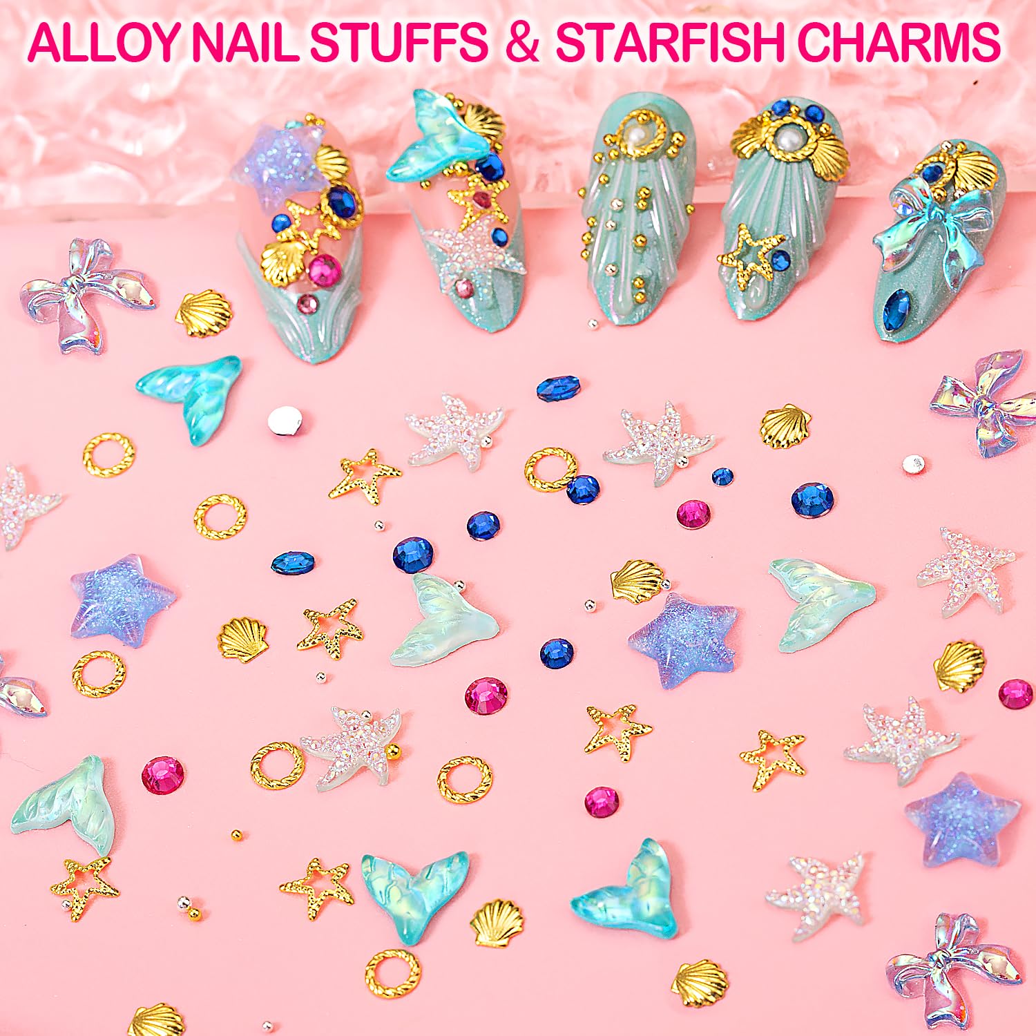 Haozher junk case charms featuring moons, stars, flowers for versatile DIY nail art