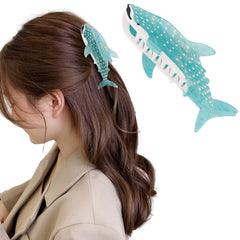 Hapdoo Whale Shark Hair Clip closeup shows sturdy teeth and smooth acetate grip