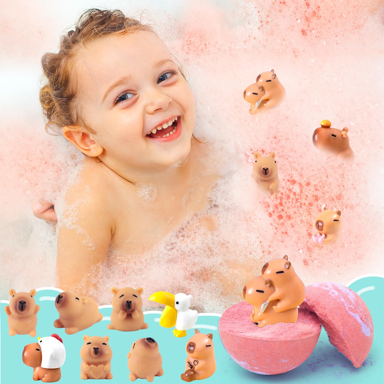HAPGFS colorful water trails and bubbles spark imagination in bath time.